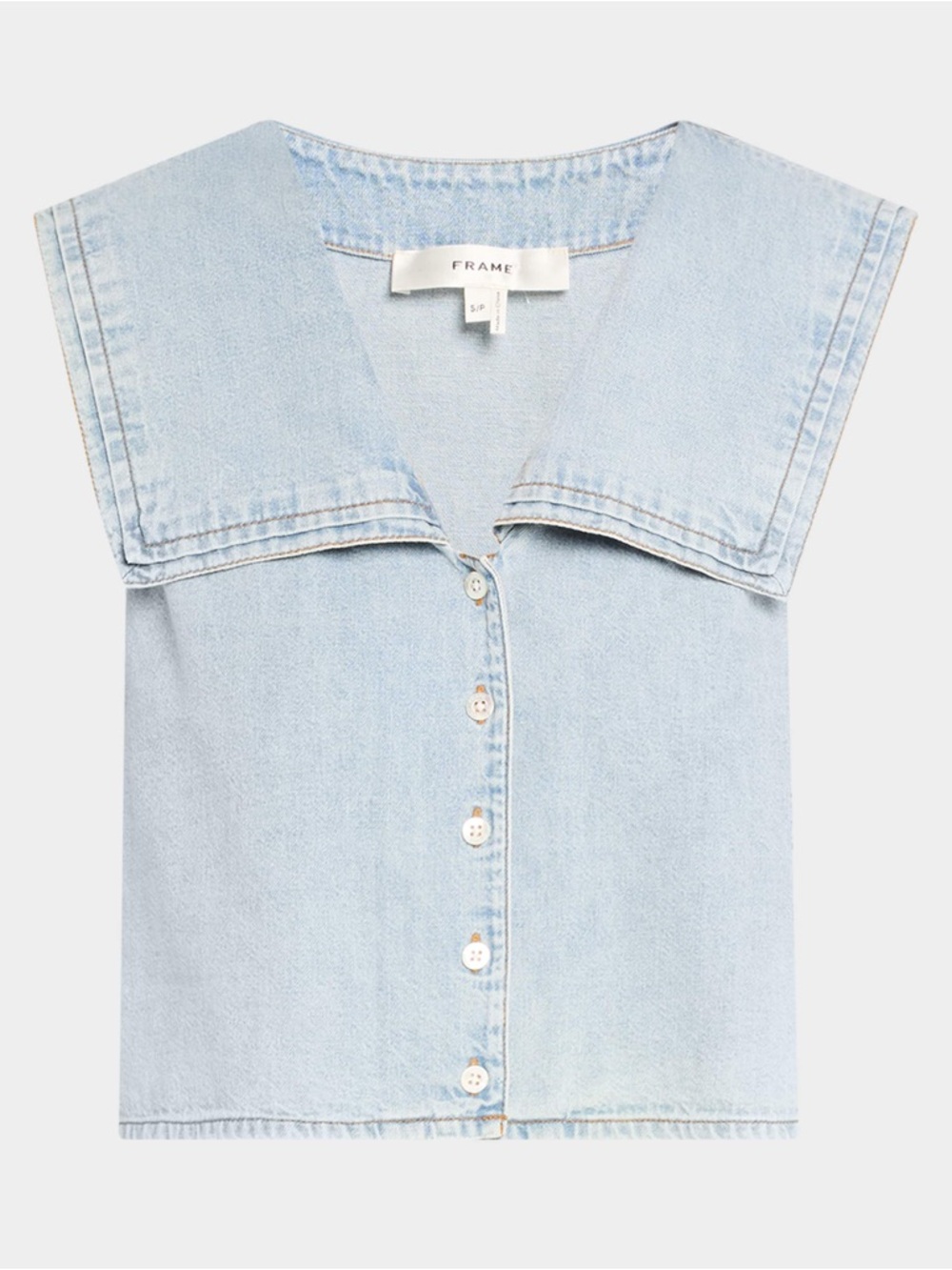 Frame The Yacht Denim Vest Sleeveless Button Front Top Women Size Small Luxury - Picture 2 of 7